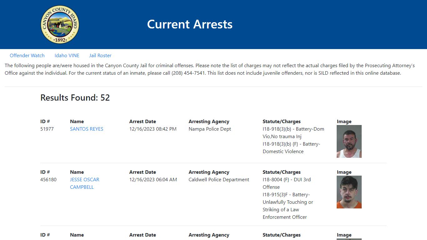 Current Arrests