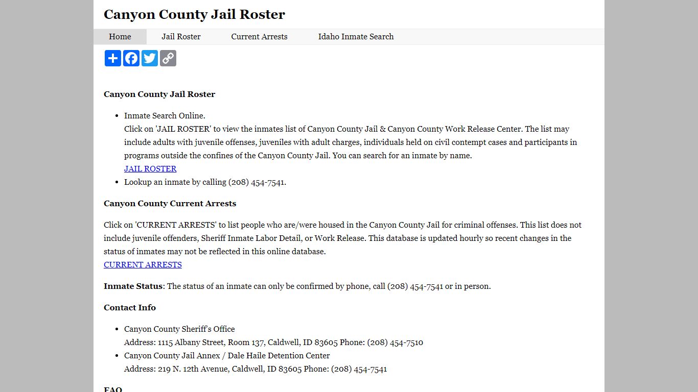 Canyon County Jail Roster